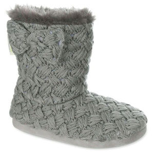 NEW! Capelli Knit Bootie Slippers, Pewter - Small